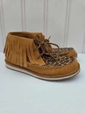 Ariat Cruiser Fringe Chukka Boot Suede Leopard Print Western Womens Size 6B